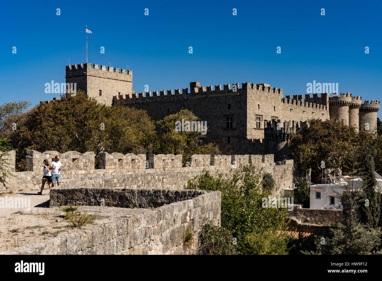 Il Palazzo del Gran Maestro dei Cavalieri di Rodi, conosciuto anche come il Kastello, è un castello medievale nella città di Rodi, in Grecia. Foto Stock