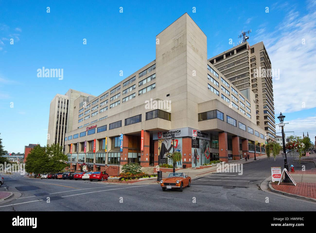 Scotia Bank, Brunswick Square e Delta Hotel edificio, King Street e Germain Steet, San Giovanni, New Brunswick, Canada Foto Stock