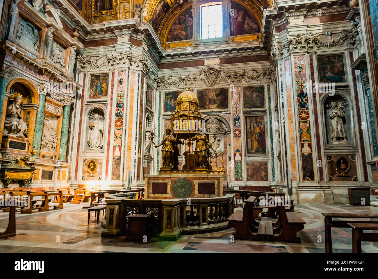 Altare della Cappella Sistina e Oratorio della Natività. Oratorio della Natività. Roma, Lazio, l'Italia, l'Europa. Foto Stock
