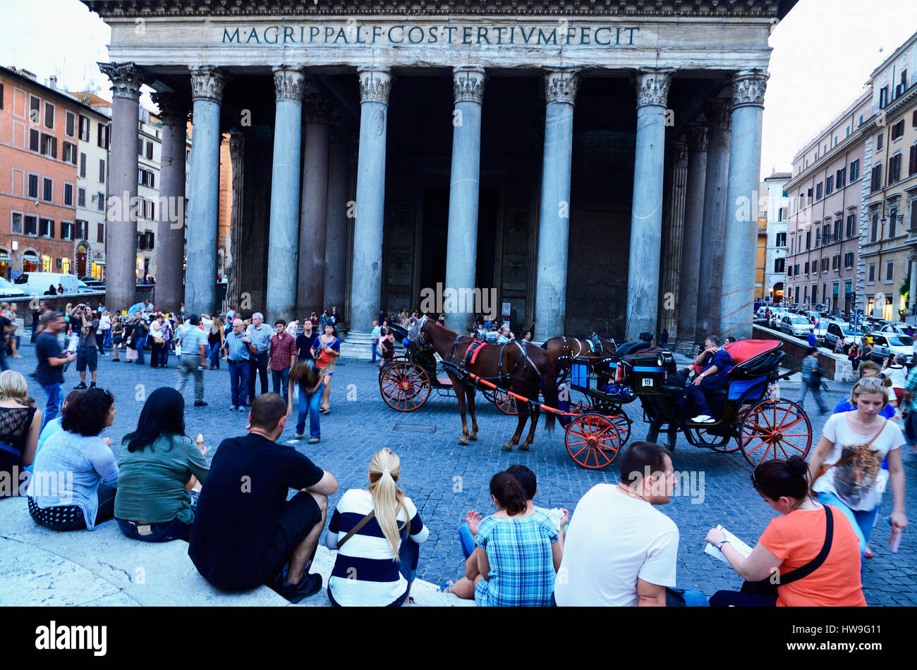 Il Pantheon è un ex tempio romano, ora una chiesa in Roma, Lazio, l'Italia, l'Europa. Foto Stock