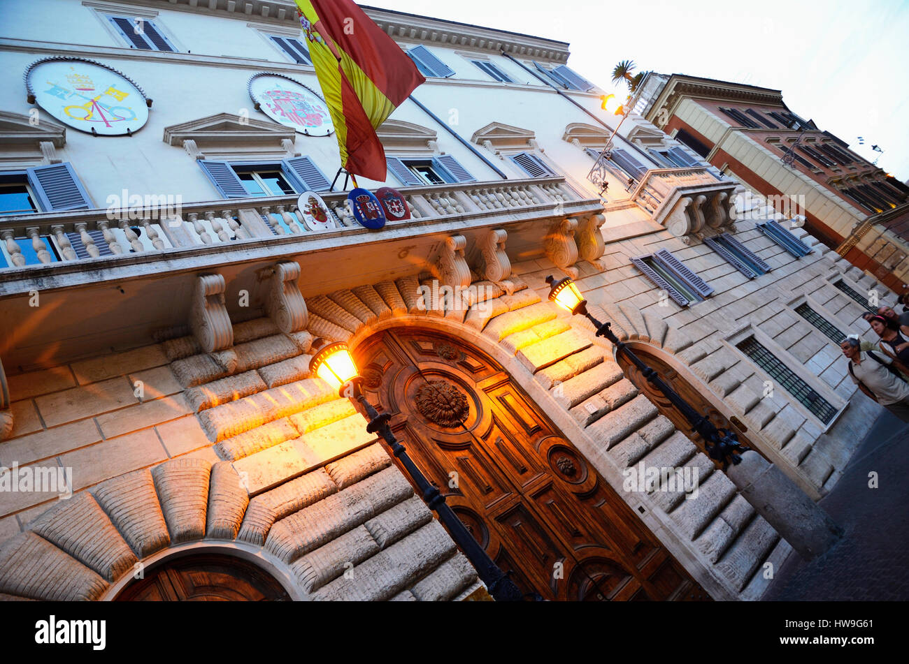 Palazzo di Spagna, sede dell Ambasciata di Spagna tra la Santa Sede. Piazza  di Spagna. Roma, Lazio, l'Italia, l'Europa Foto stock - Alamy