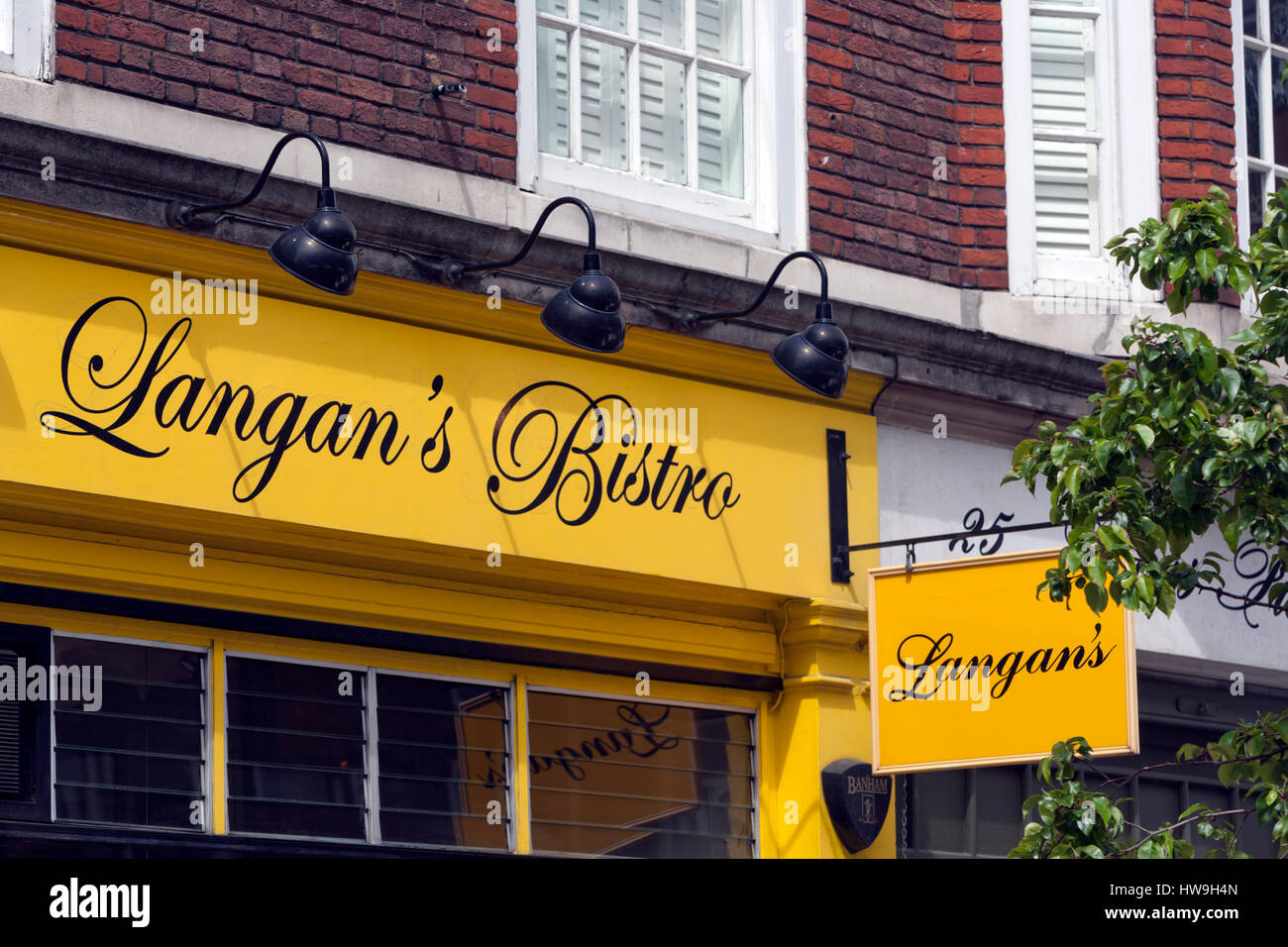 Langan's Bistro, Marylebone Ristorante, (ora chiuso) Devonshire Street, London W1, England, Regno Unito Foto Stock