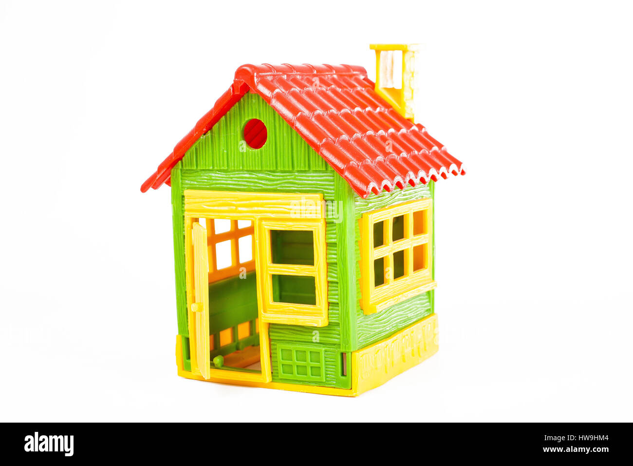 Coloratissima casa verde giocattolo per bambini Foto Stock
