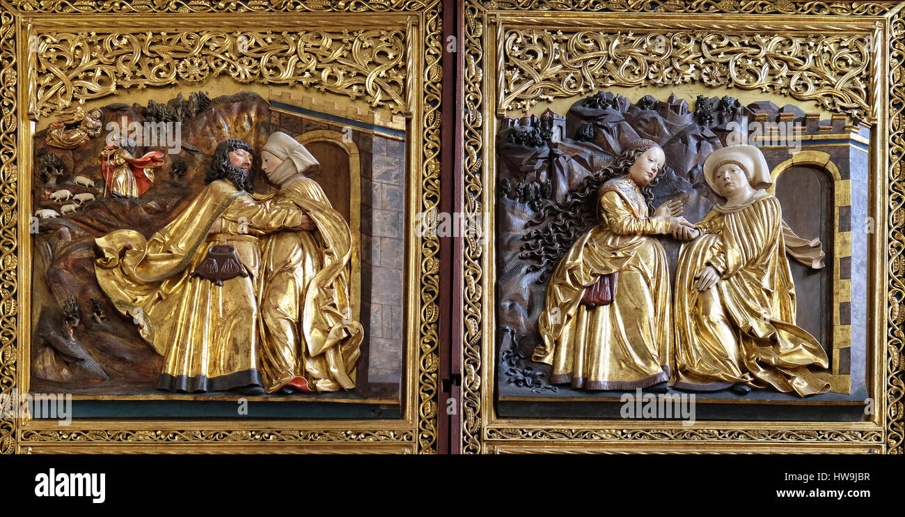 Incontro presso il Golden Gate, Visoitation della Vergine Maria, Maria am Berg chiesa sul dicembre 13, 2014 di Hallstatt, Austria. Foto Stock