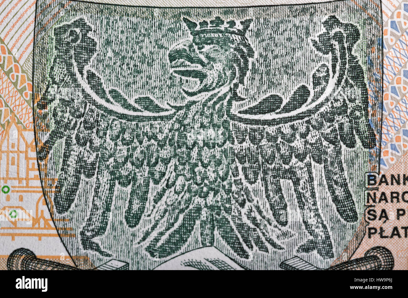 Cuscinetto della protezione di un bianco aquila dall'oggetto contrassegnato per la rimozione definitiva di Wladyslaw II Jagiello, umettare di cavalieri teutonici e Grunwald spade sul retro di uno hundr Foto Stock