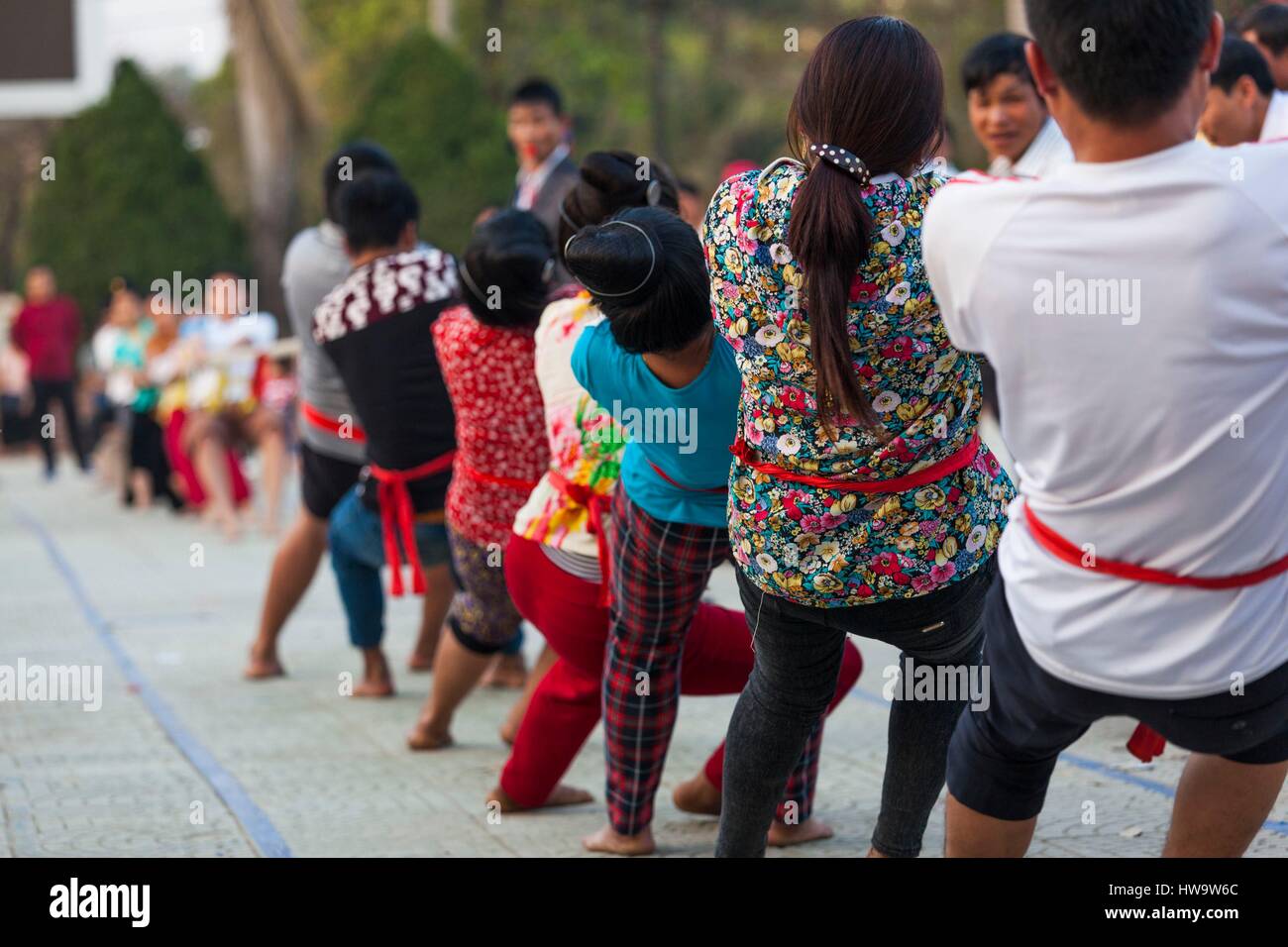 Il Vietnam, Dien Bien Phu, rimorchiatore di gioco di guerra Foto Stock