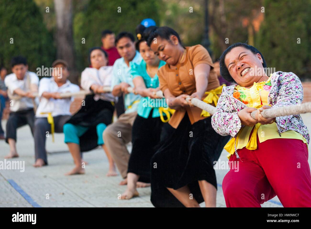 Il Vietnam, Dien Bien Phu, rimorchiatore di gioco di guerra Foto Stock