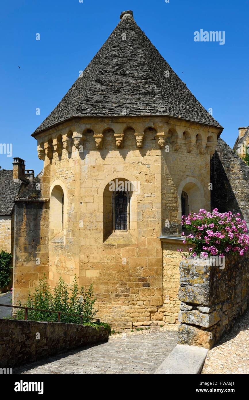 Francia, Dordogne, Perigord Noir, Saint Genies, Notre-Dame de l'Assomption chiesa Foto Stock