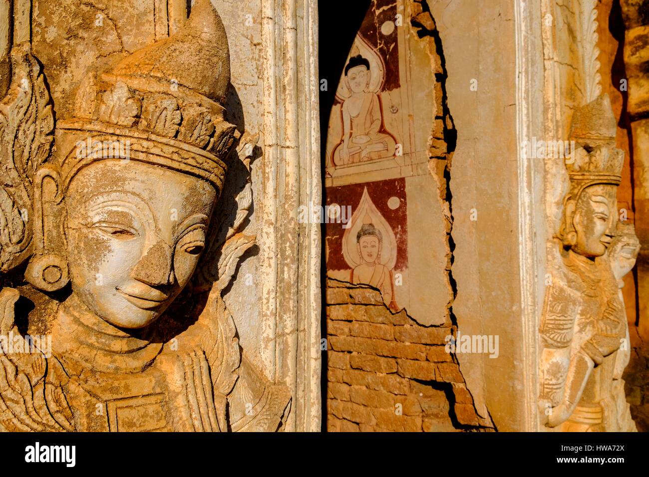 La birmania, myanmar, stato Shan, Lago Inle, Inthein o Indein, paya Shwe Inn Thein, gruppo di stupa datata 17 al XVIII secolo Foto Stock