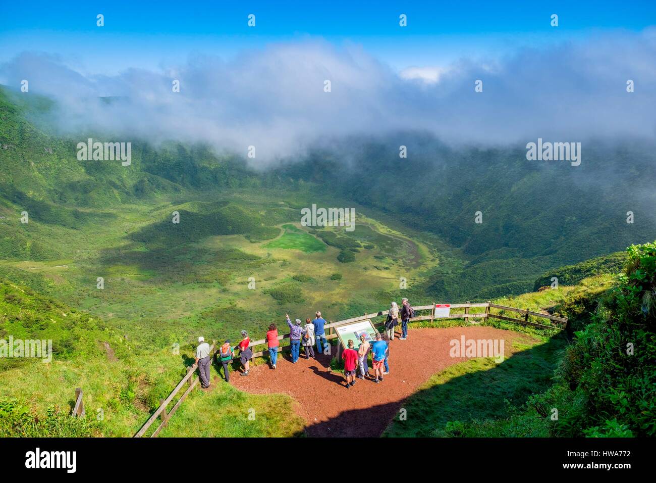 Il Portogallo, arcipelago delle Azzorre, l'isola di Faial, Riserva Naturale di Caldeira do Faial, Caldera, il cratere 2 km di diametro e profonda 400 m Foto Stock