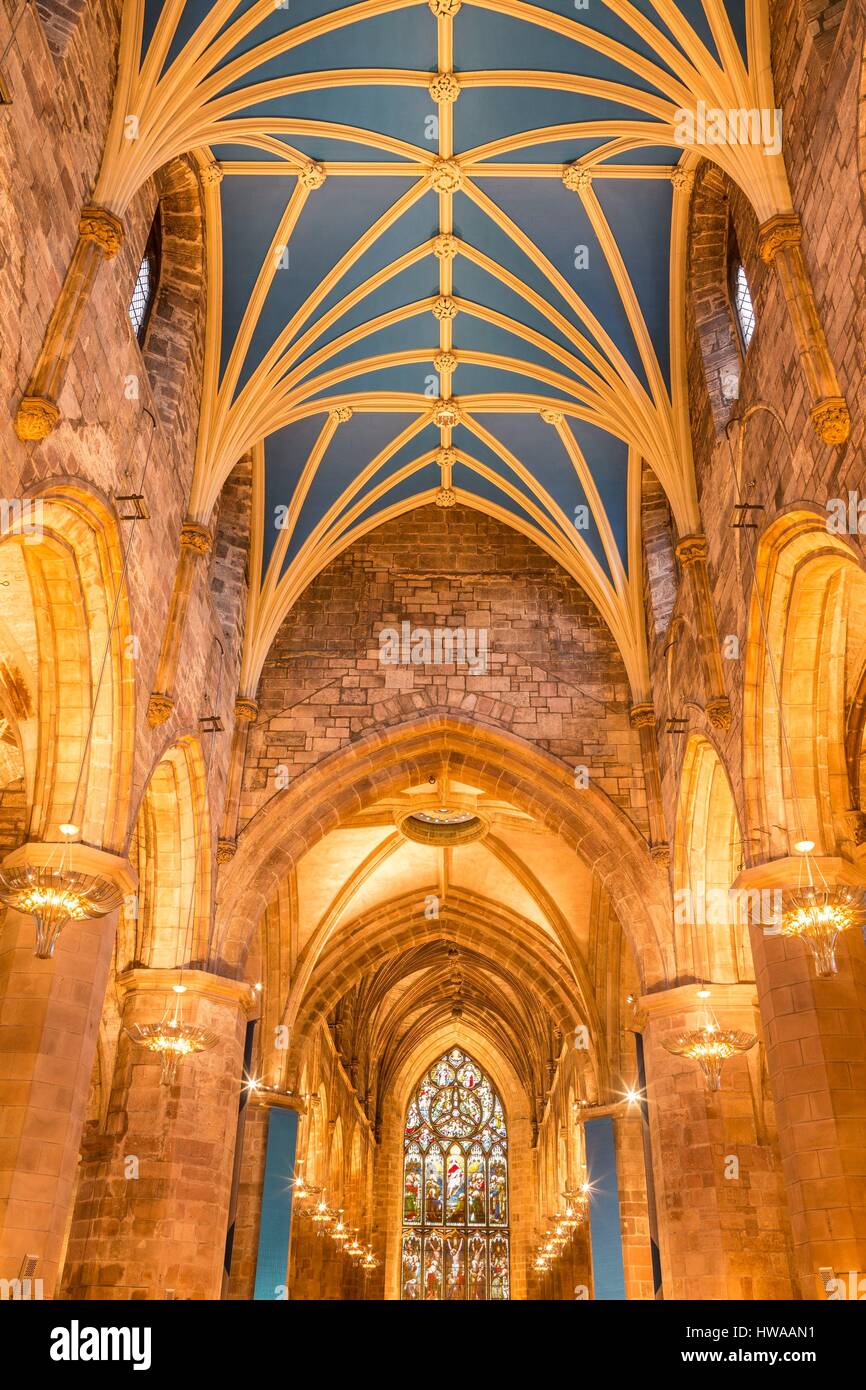 Regno Unito, Scozia, Edimburgo, elencati come patrimonio mondiale, vista interna del la Cattedrale di St Giles datato XII secolo Foto Stock