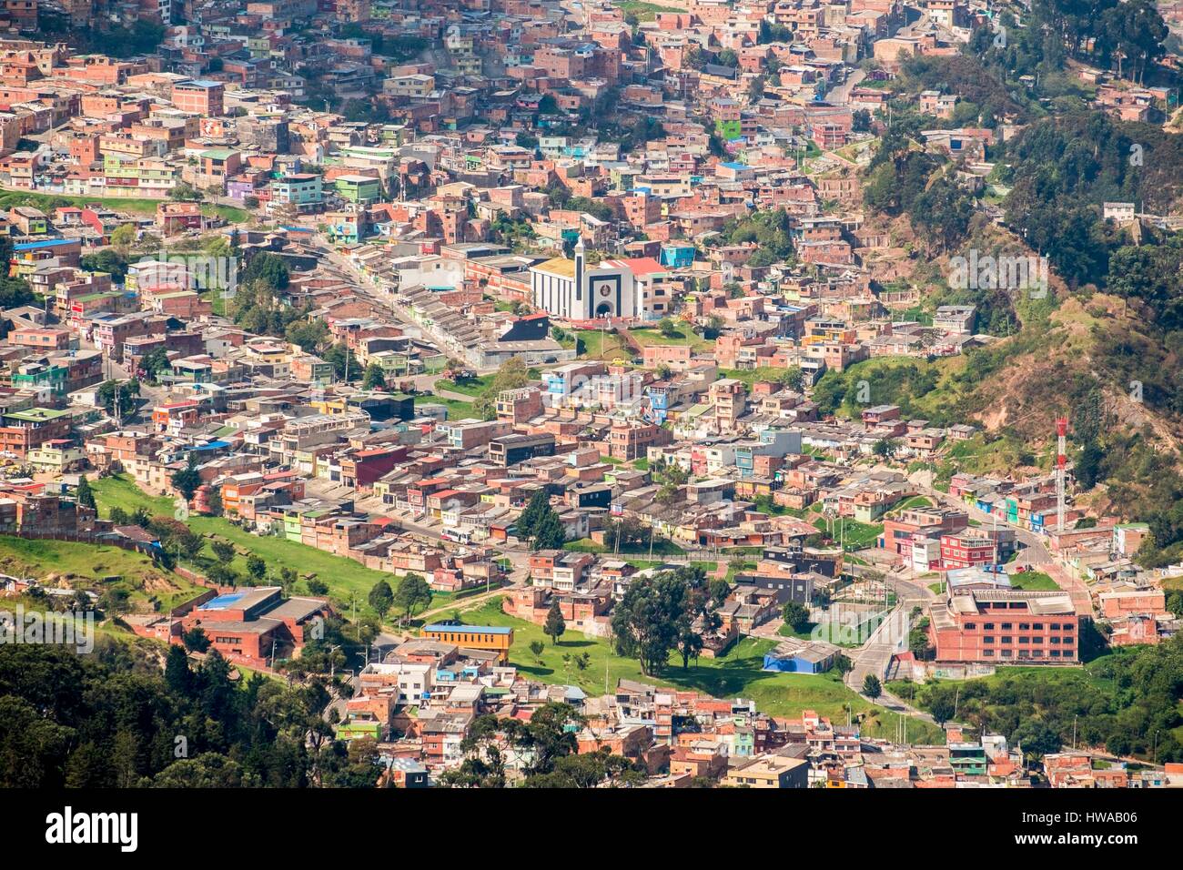 La Colombia, Cundinamarca dipartimento, Bogotà, vista generale della città dal Monte (Cerro) Monserrate (3152 m) Foto Stock