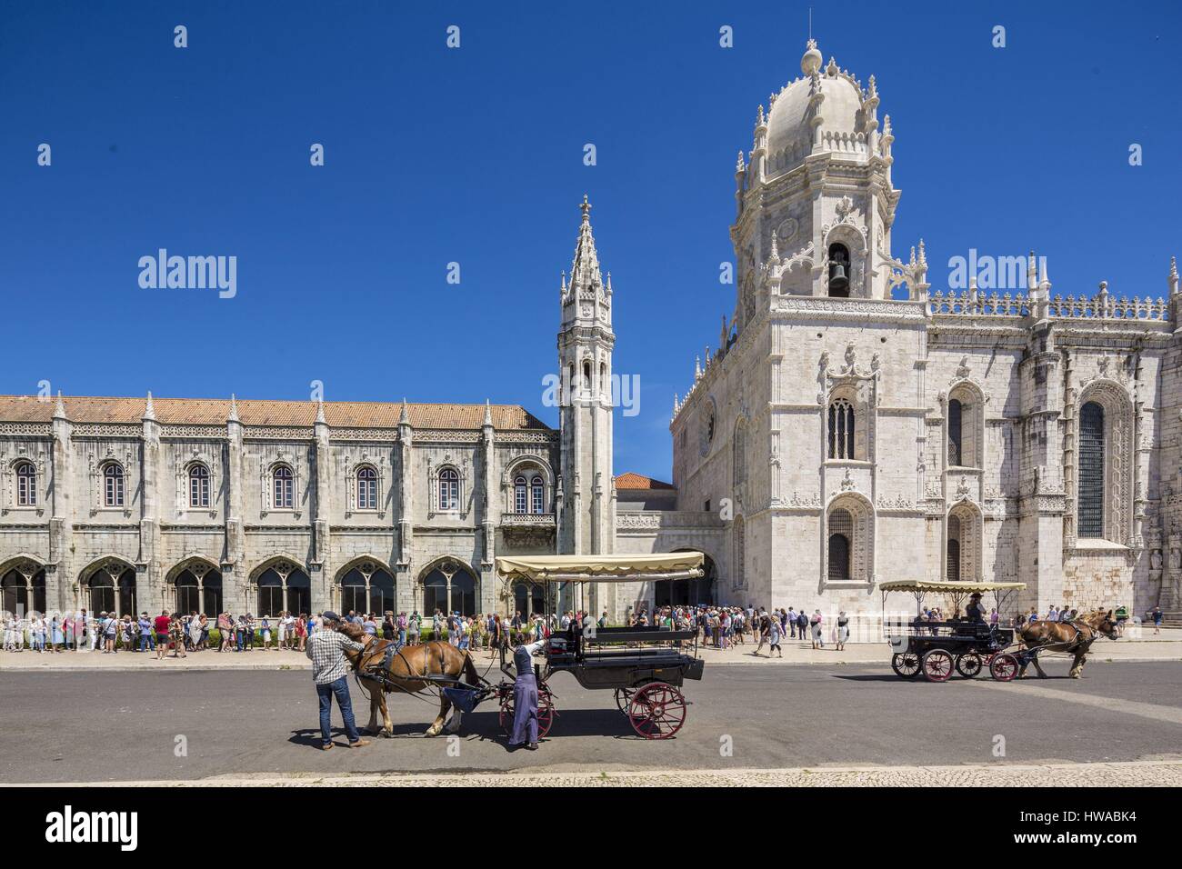 Il Portogallo, Lisbona, quartiere di Belem, chiesa di Santa Maria del Monastero di San Geronimo elencati come patrimonio mondiale dall' UNESCO Foto Stock