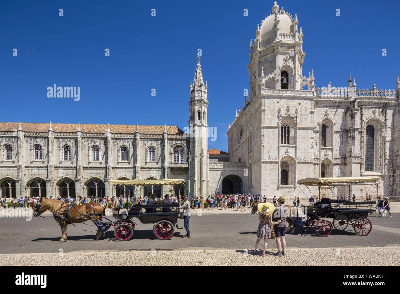 Il Portogallo, Lisbona, quartiere di Belem, chiesa di Santa Maria del Monastero di San Geronimo elencati come patrimonio mondiale dall' UNESCO Foto Stock