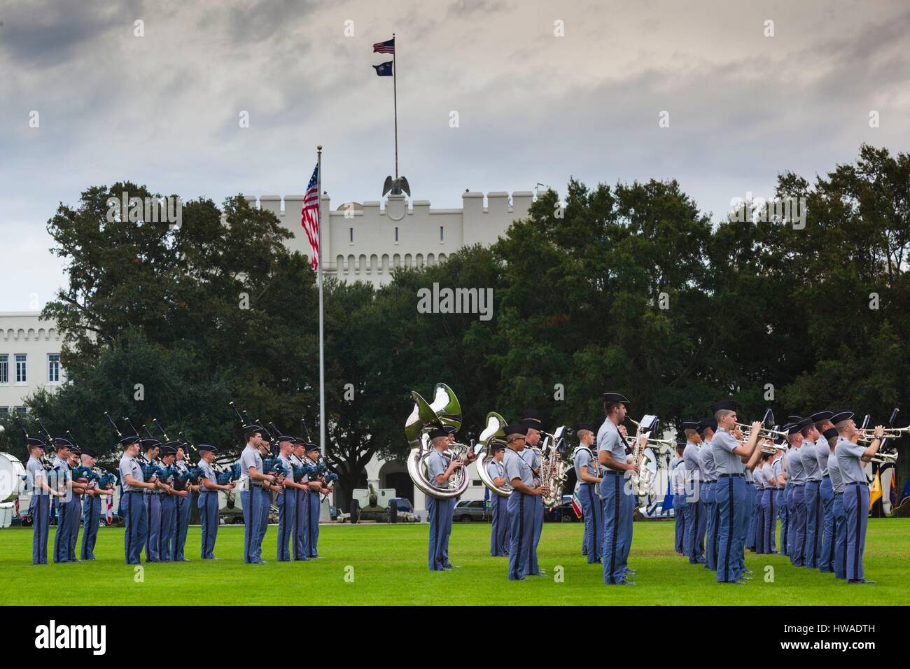 Stati Uniti, Carolina del Sud, Charleston, la Cittadella, collegio militare, banda pratica Foto Stock