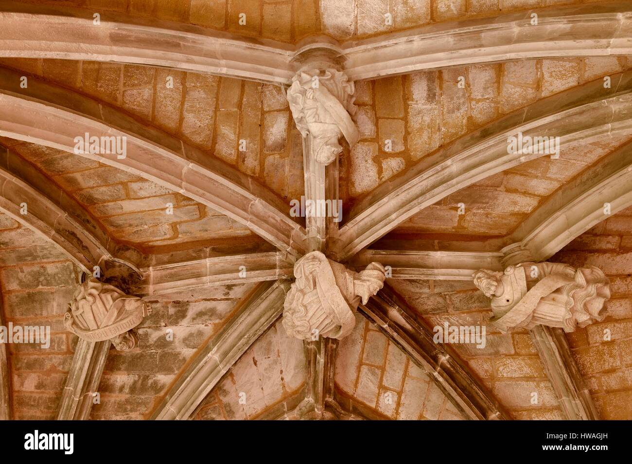Francia, Dordogne, Perigord Noir, Le Buisson de Cadouin, ex abbazia cistercense chiesa, tappa del Camino de Santiago (Modo di San Giacomo) elencata come W Foto Stock