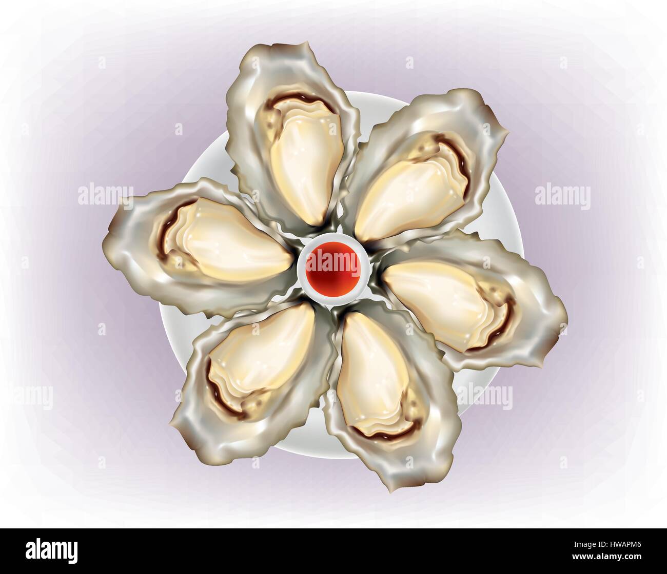 Ostriche con shell su sfondo bianco Illustrazione Vettoriale