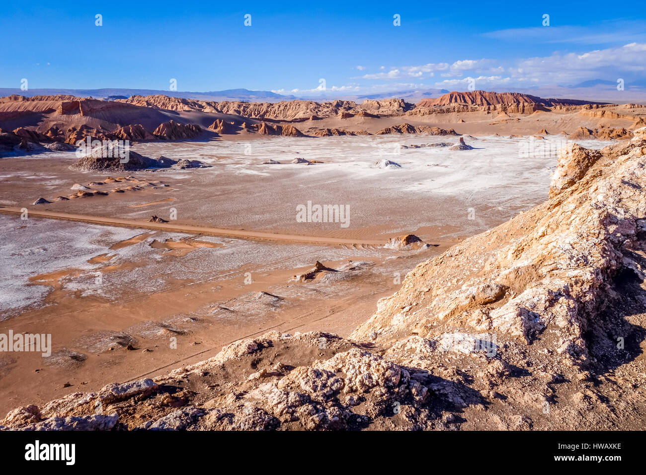 Valle de la Luna paesaggio in San Pedro de Atacama, Cile Foto Stock
