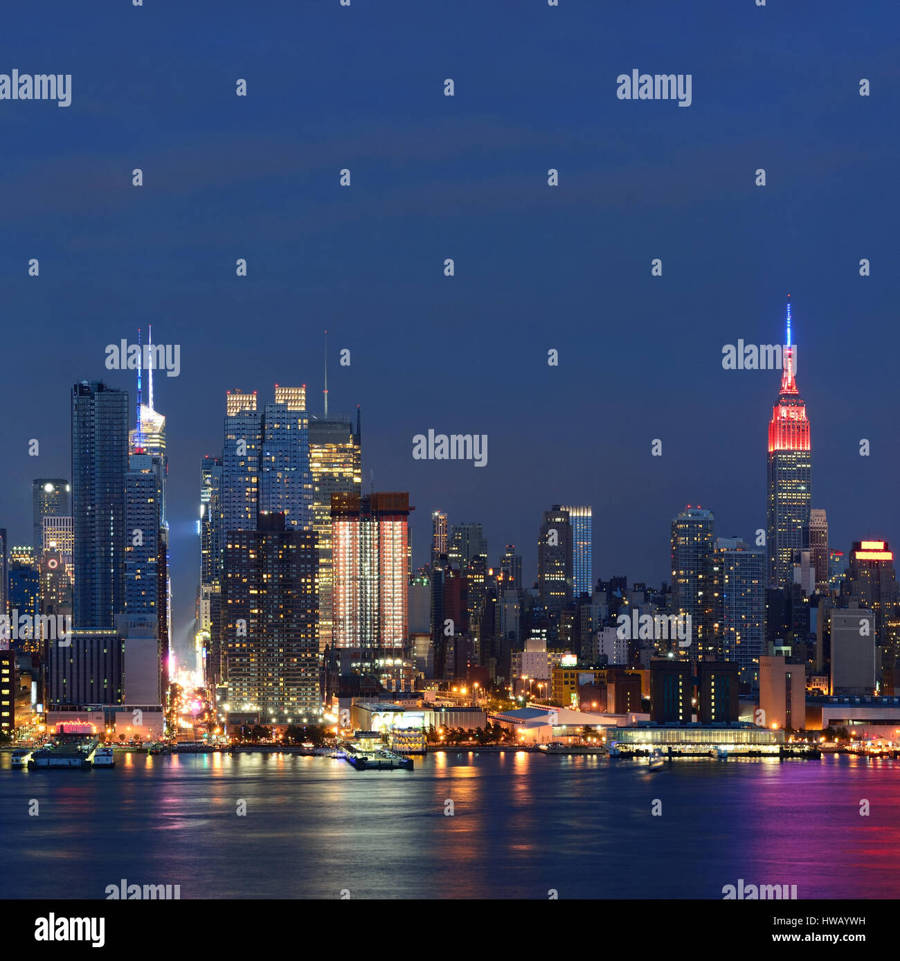 Manhattan Midtown grattacieli e New York skyline della citta' al tramonto Foto Stock