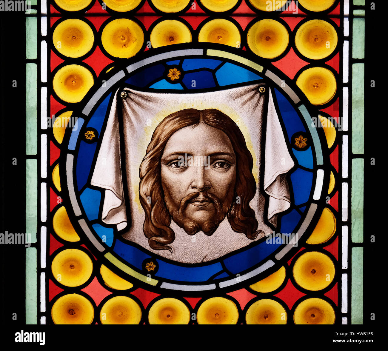 Velo della Veronica vetrata di Basilica di San Silvestro la prima (di San Silvestro in Capite a Roma, Italia Foto Stock
