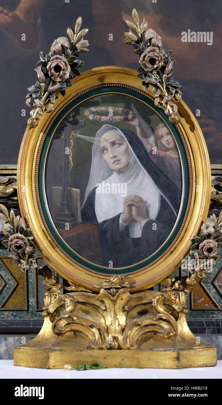 Santa Rita da Cascia nella Cappella di San Michele Arcangelo, la Basilica di Sant Andrea delle Fratte, Roma, Italia Foto Stock