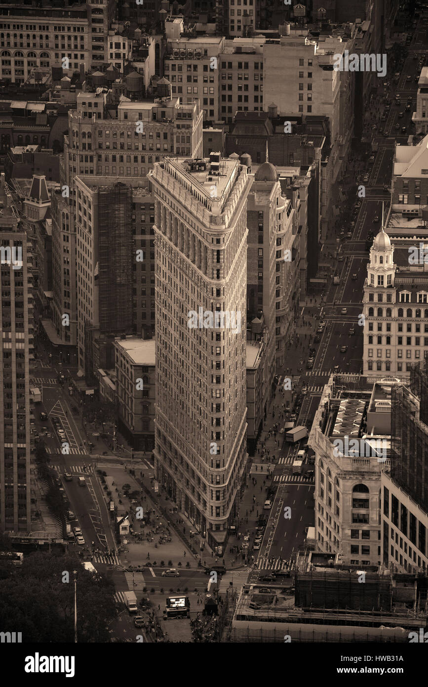 New York City - Sep 11: Flatiron Building closeup su Settembre 11, 2015 a New York City. Si tratta di uno dei più famosi grattacieli e il simbolo di N Foto Stock