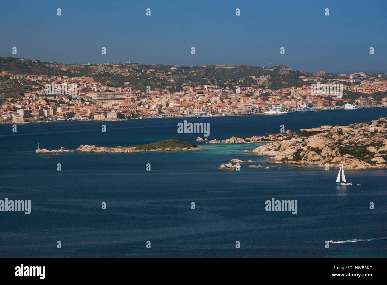 Italia Sardegna Nord Sardegna, Palau, Vista Isola Maddalena Foto Stock