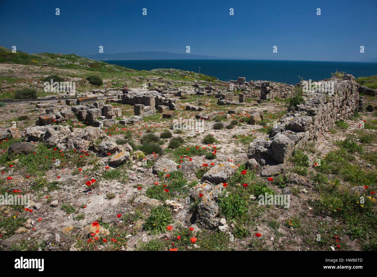 L'Italia, Sardegna, regione di Oristano, la penisola del Sinis, Tharros, rovine dell antica città fenicia Foto Stock