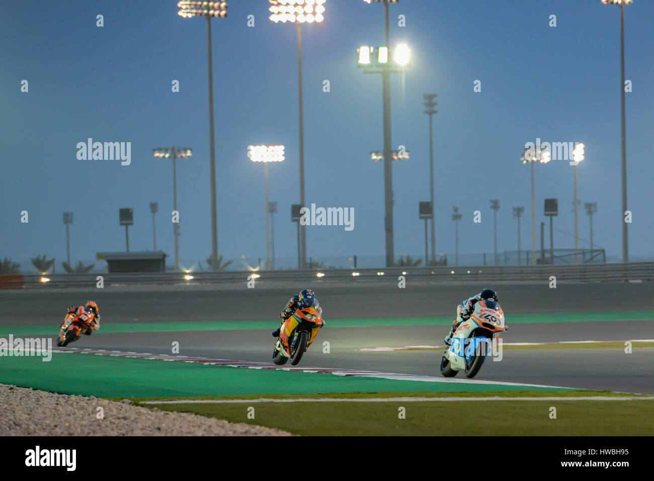 Circuito di Losail, in Qatar. Xix Mar, 2017. Fabio Quartararo che corre KALEX durante la notte finale del Qatar Moto 2 in prova sul Circuito Internazionale di Losail. Credito: Gina Layva/Alamy Live News Foto Stock