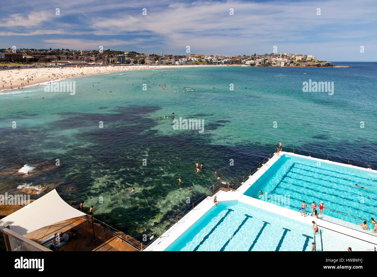 La spiaggia di Bondi e Iceberg bagno, Sydney, Australia Foto Stock