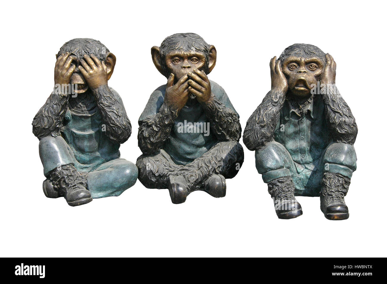 Tre Scimmie, non può vedere, non possono parlare o ascoltare. Foto Stock