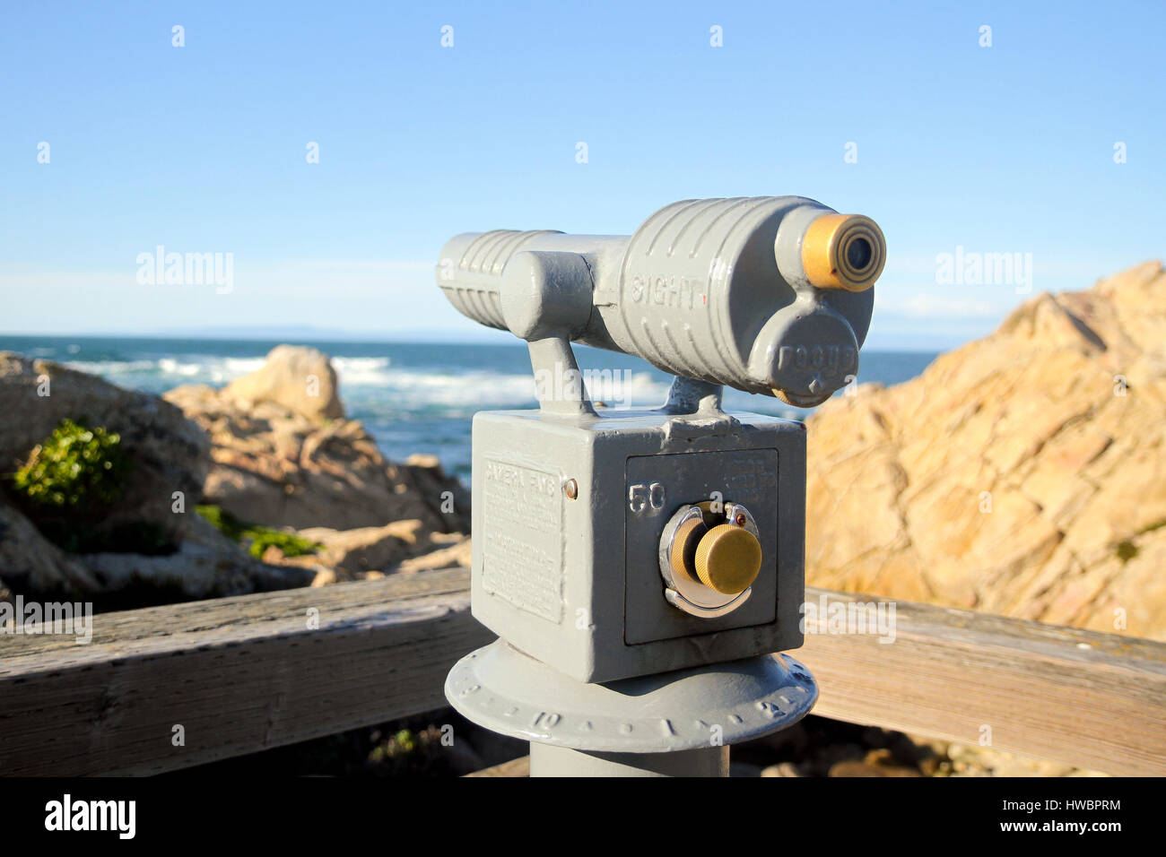 Visualizzazione dell'oceano lungo 17-Mile Drive, penisola di Monterey, California, Stati Uniti Foto Stock