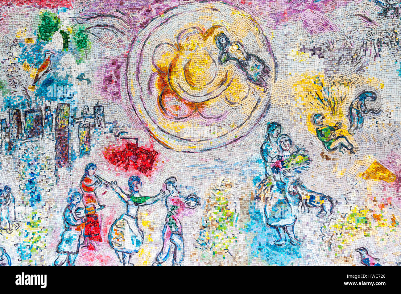 Un dettaglio del Four Seasons mosaico di Marc Chagall in Chase Tower Plaza, Chicago Foto Stock
