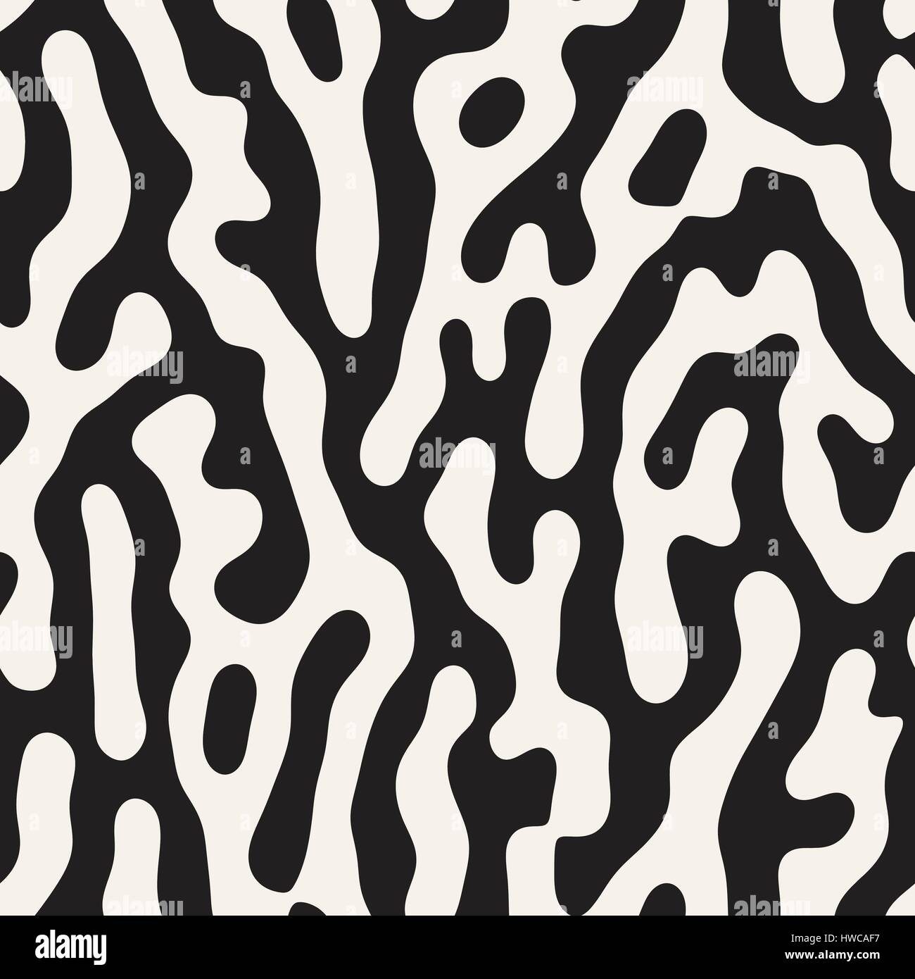 Vector grunge Seamless Pattern. Bianco e Nero forme organiche. Macchie disordinato Texture. Illustrazione Vettoriale