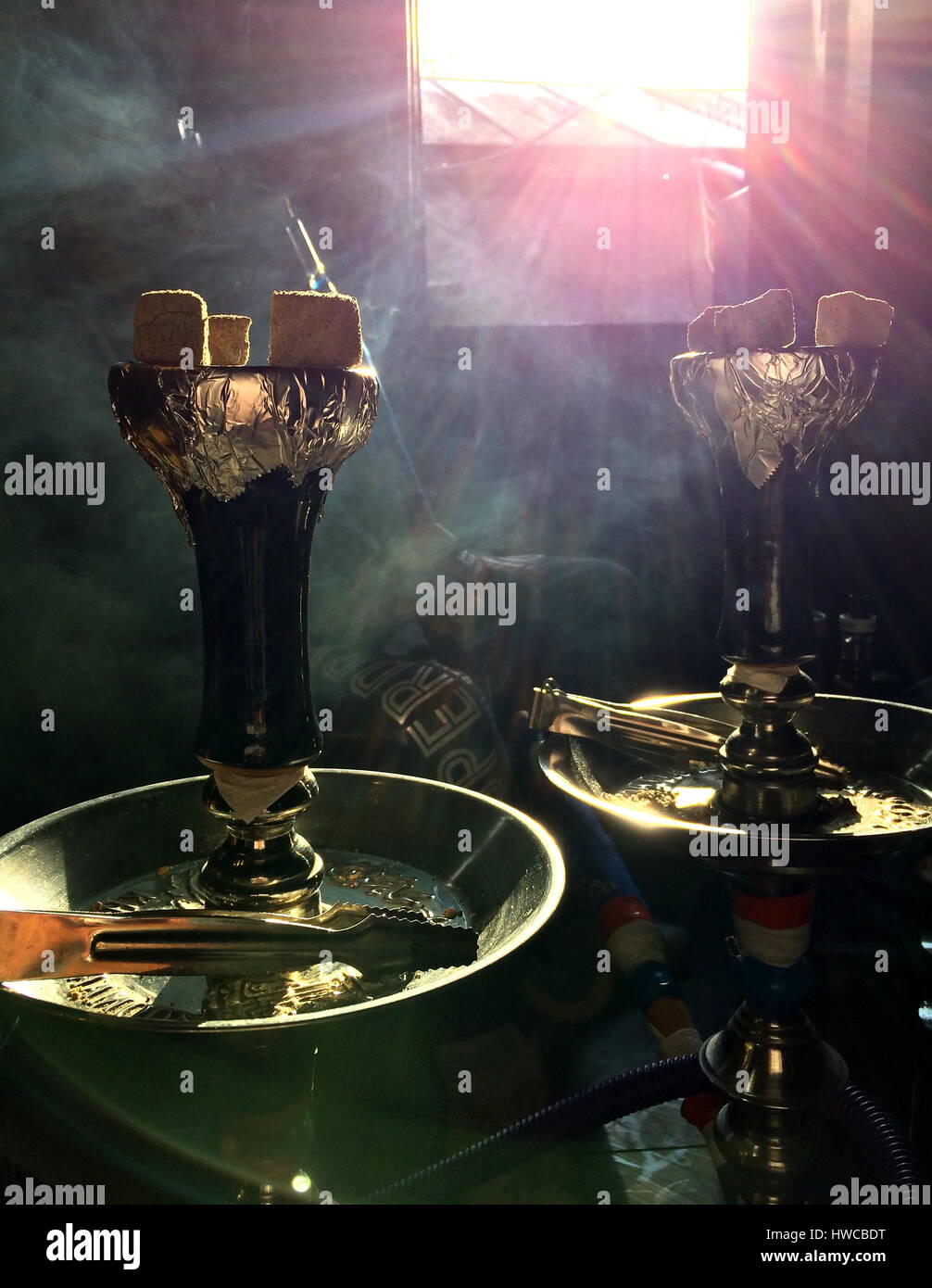 Un Shisha (Hookah) lounge bar interno Foto Stock