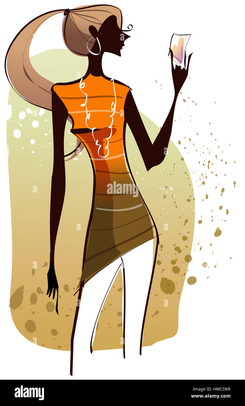 Capelli biondi,abbigliamento casual,immagine a colori,computer grafica,graphics,generati digitalmente immagine,vista frontale,azienda,hoop orecchini,immagine,vettore,clip art,all'interno,di media lunghezza Foto Stock