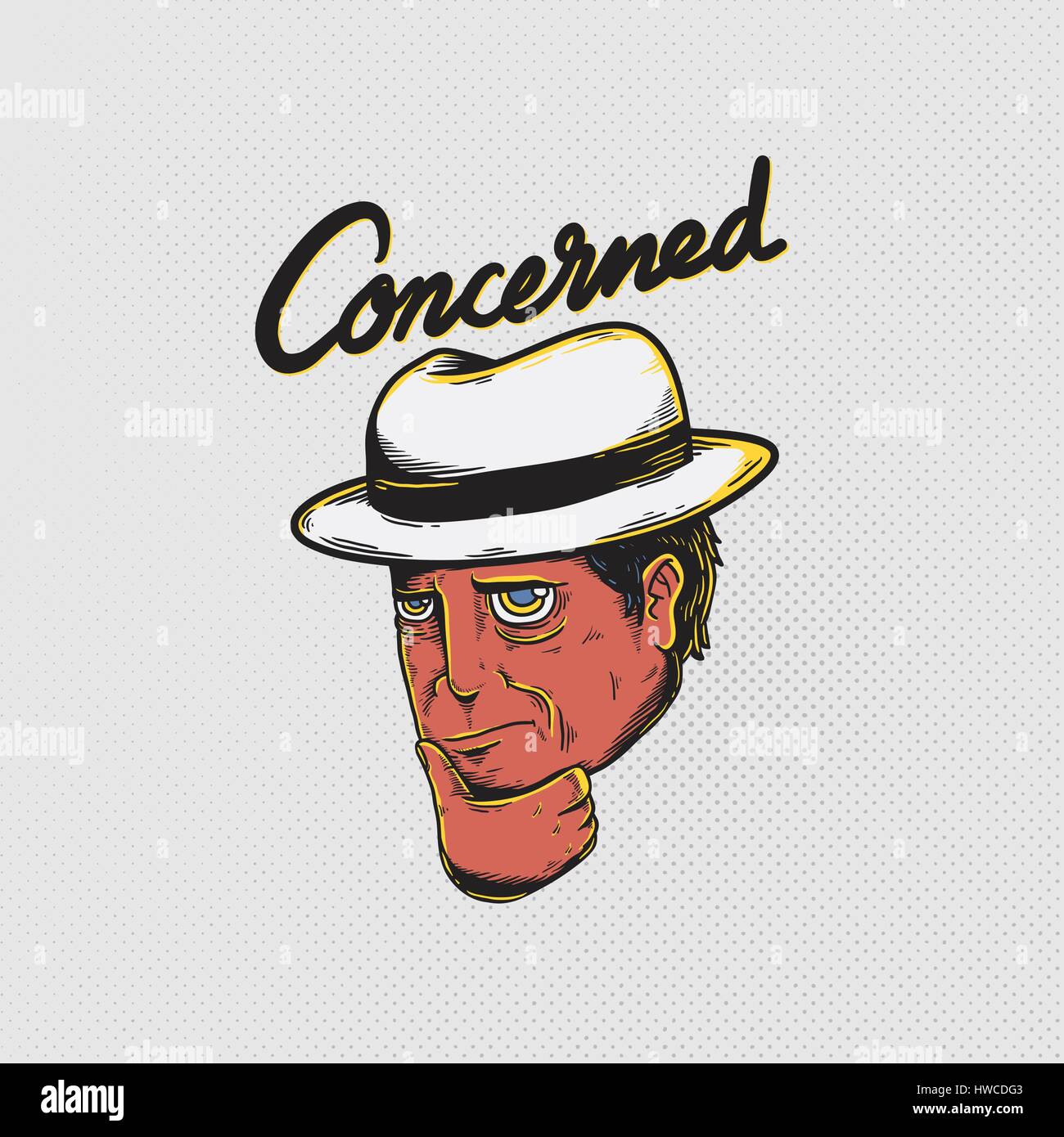 L'uomo preoccupato interessate parola illustrazione vettoriale Illustrazione Vettoriale