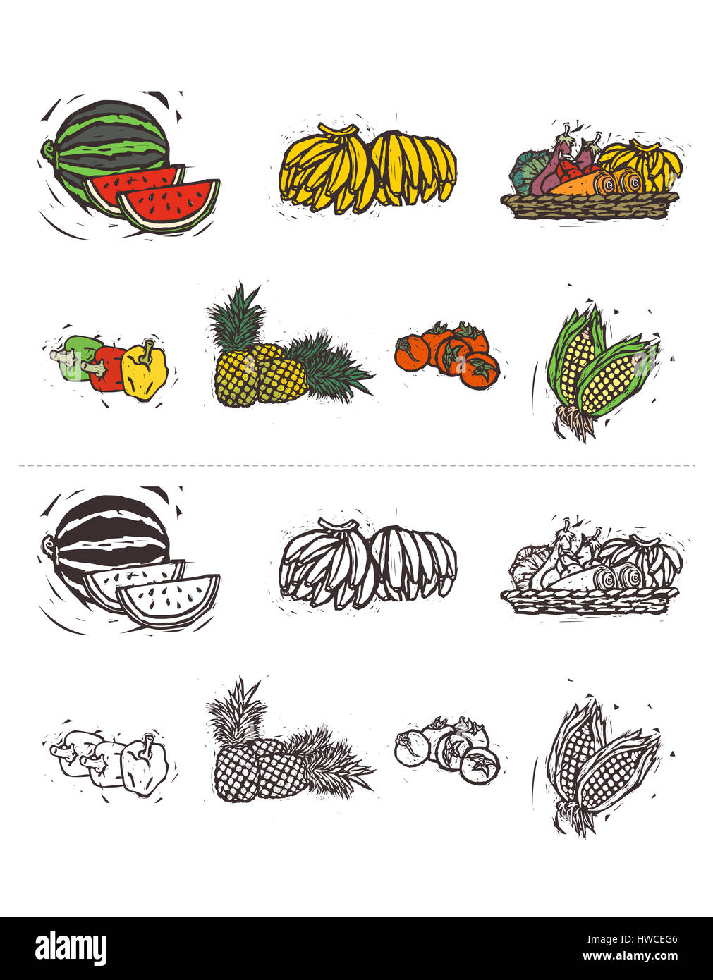 Disposizione,assortimento,banana,bizzarro,choice,raccolta,immagine a colori,concetti,creatività,raffigurazione,display,cibo e bevande,industria alimentare e delle bevande,freschezza,vista frontale,frutta,mangiare sano,umorismo,idee,illustrazione e Foto Stock