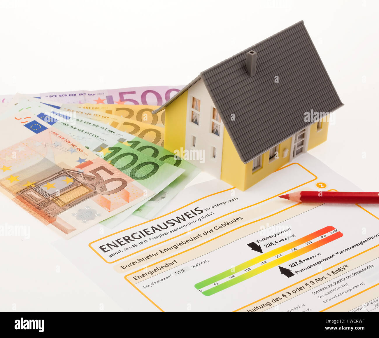 L'energia della carta d'identità per casa unifamiliare in Austria, Energieausweis fuer Einfamilienhaus in Oesterreich Foto Stock