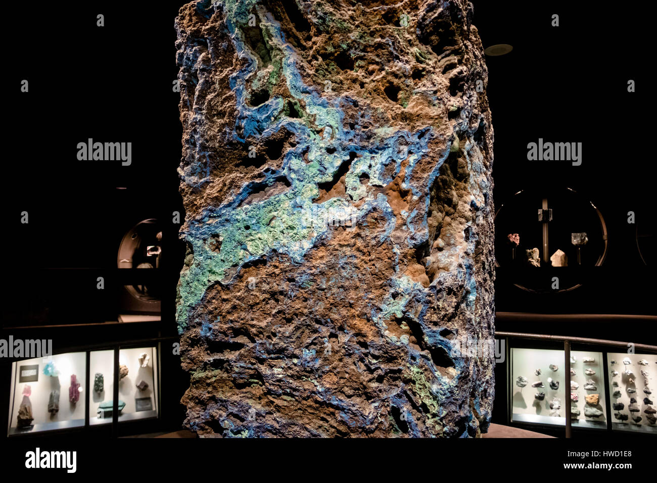 Azurite e Malachite Stone al Museo Americano di Storia Naturale (AMNH) - New York, Stati Uniti d'America Foto Stock