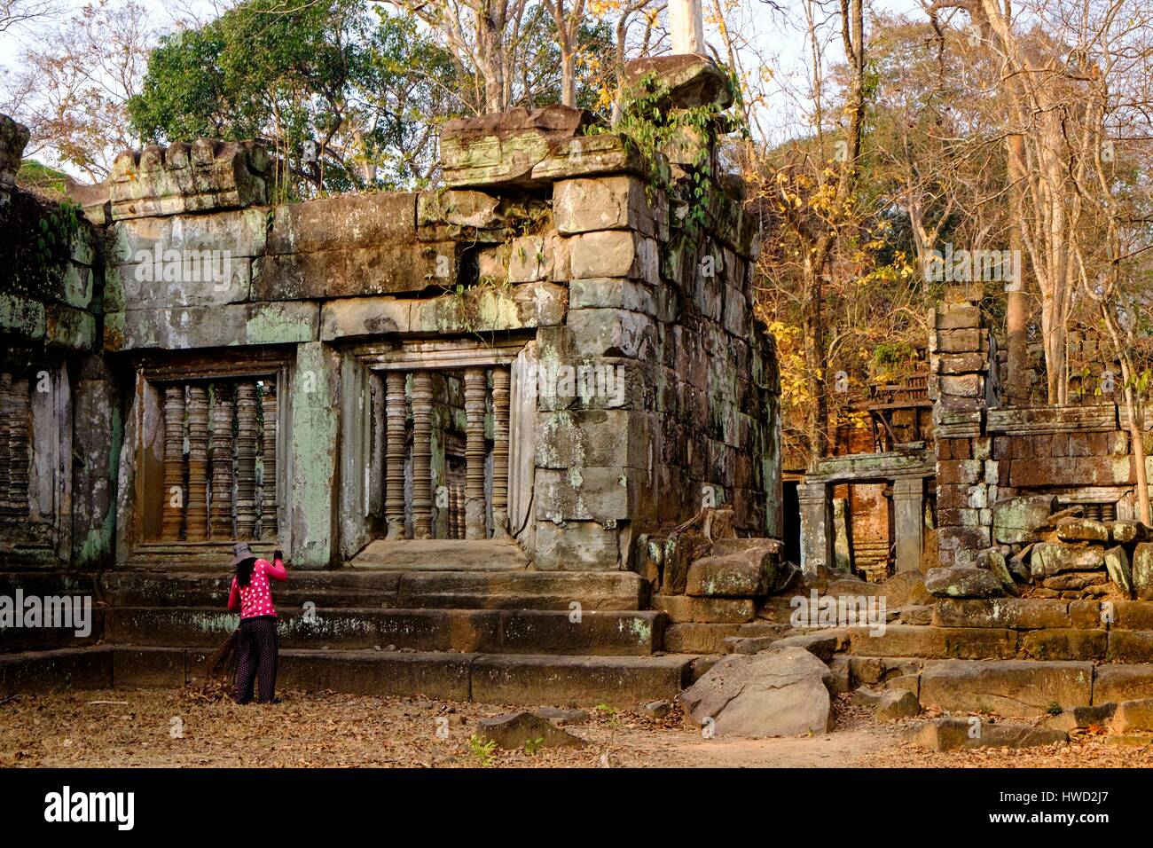 Cambogia, Preah Vihear provincia, complesso di templi di Koh Ker, datata 9 al XII secolo, il tempio di Prasat Thom o Prasat Kompeng Foto Stock