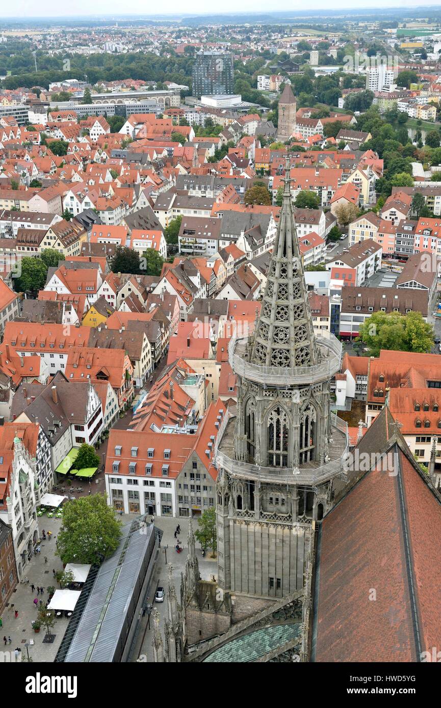 Germania, Bade Wurtemberg, Ulm, Albert Einstein' s natali, Cattedrale luterana (Munster), vista dalla chiesa più alto in tutto il mondo con una misurazione di guglia 161m (530 ft) Foto Stock