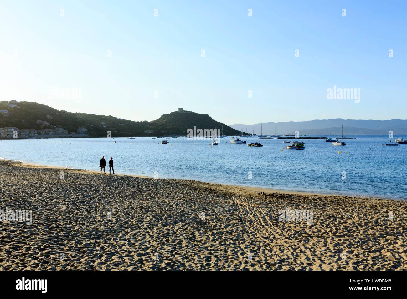 Francia, Corse du Sud, Golfo del Valinco, Belvedere Campomoro, Campomoro, spiaggia Foto Stock