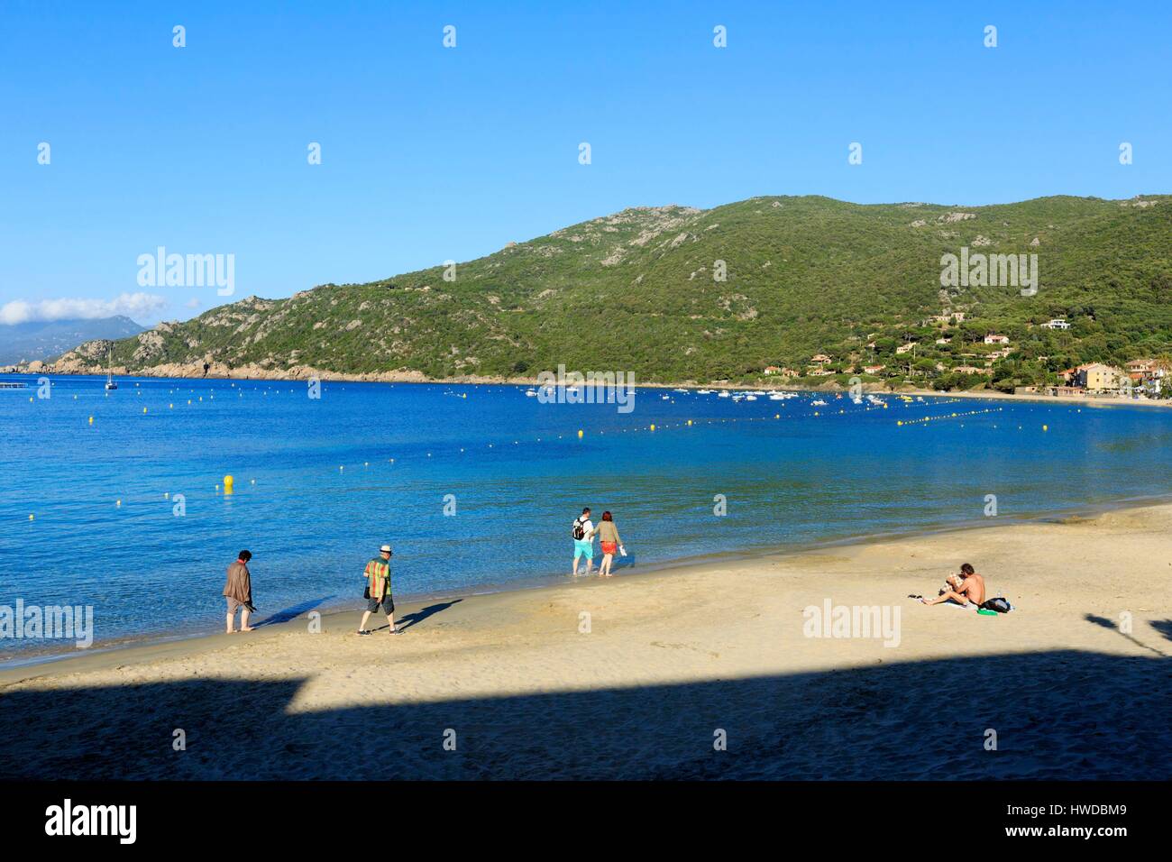 Francia, Corse du Sud, Golfo del Valinco, Belvedere Campomoro, Campomoro, spiaggia Foto Stock