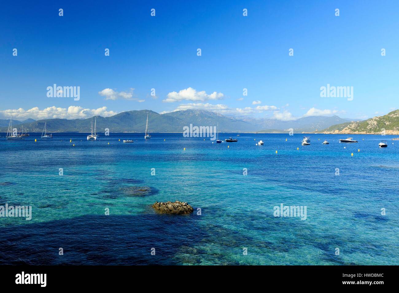 Francia, Corse du Sud, Golfo del Valinco, Belvedere Campomoro, Campomoro, spiaggia Foto Stock