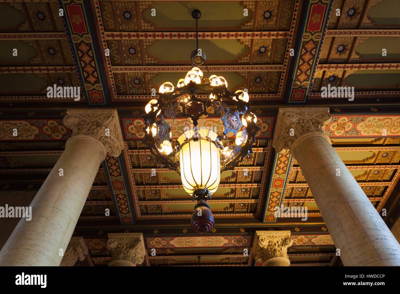 Stati Uniti, Florida, Coral Gables, il Biltmore Hotel lobby e soffitto Foto Stock