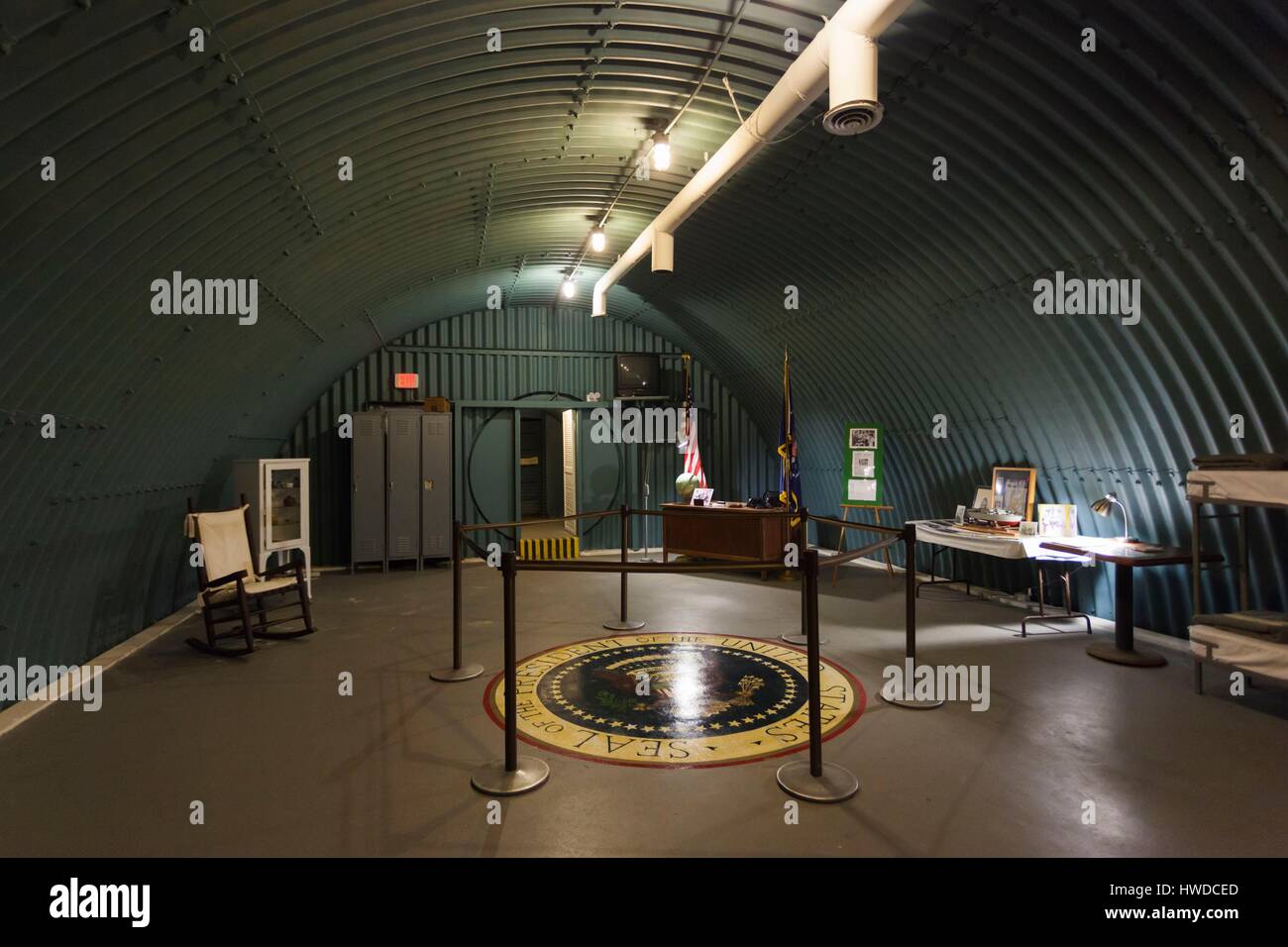 Stati Uniti, Florida, Riviera Beach, Peanut Island Park, ex bunker segreto costruito per il Presidente John F. Kennedy, interno Foto Stock