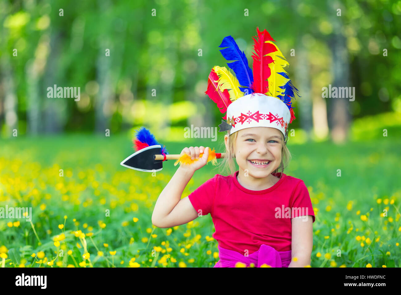 Poco funny girl riproduzione nativa americana Foto Stock