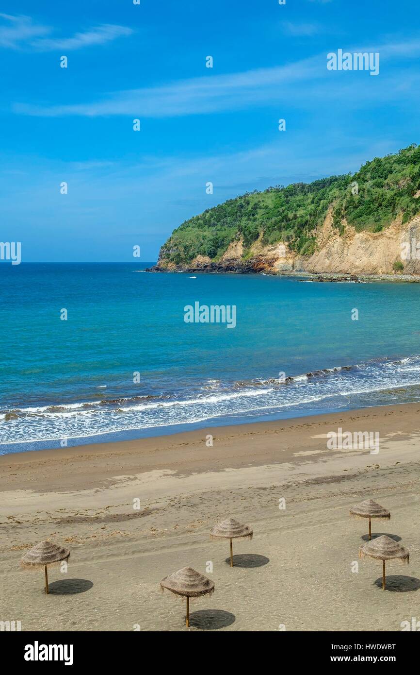 Il Portogallo, arcipelago delle Azzorre, isola Sao Miguel, Ribeira Quente sulla costa sud, Fogo beach Foto Stock