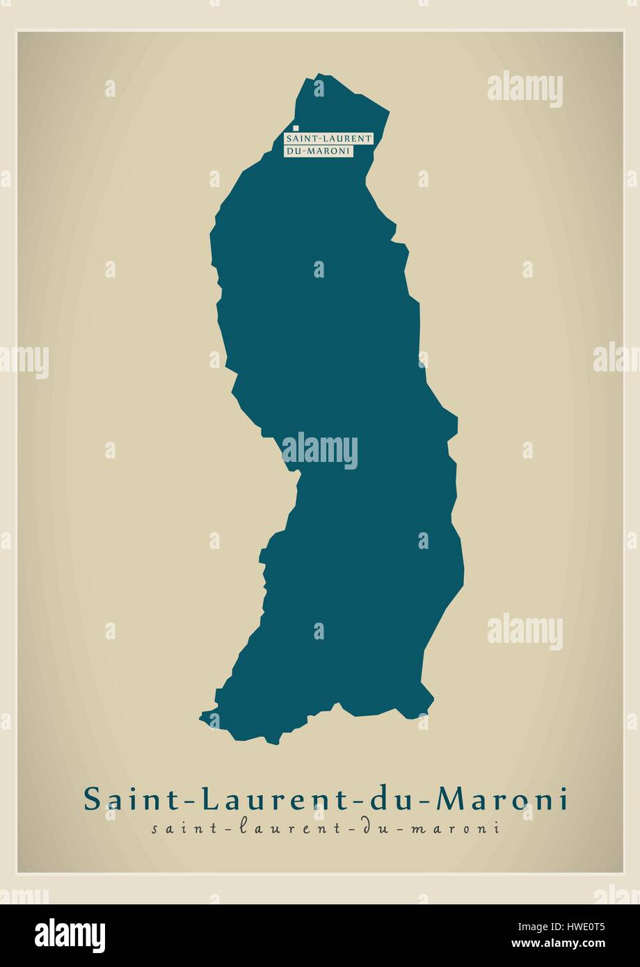 Mappa moderno - Saint-Laurent-du-Maroni GF Illustrazione Vettoriale